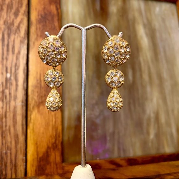 Vintage Christian Dior Gold Tone Clip On Hollywood Regency Rhinestones - Picture 6 of 7